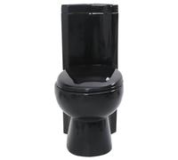 Toilette d'angle en céramique noir avec double chasse d'eau 3 ou 6 litres, siège abattant à fermeture douce, dimensions 37x68x78 cm, installation facile pour salle de bain moderne