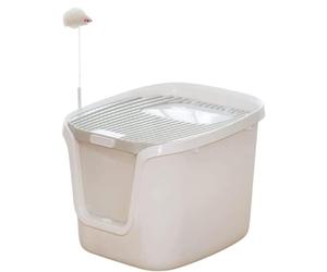 Toilette De Chat Bac À Litière Ouvert pour Chat avec Jouet Et Pelle À Litière en Plastique Facile À Nettoyer Fournitures pour Chat(Grey)