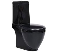Toilette en céramique ronde écoulement d'eau au fond noir