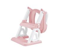 Toilette Enfant, Réducteur WC avec Marches, IN I Toilette Pot WC Bebe Antidérapante Adaptateur Toilette Enfant Bébé de Siege Reducteur, Réglable en Hauteur et Pliable, PVC (rose)