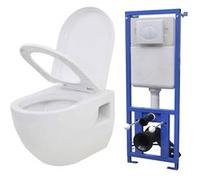 vidaXL Toilette murale en céramique avec réservoir de chasse caché