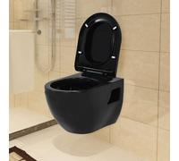 Toilette Murale Céramique Noir WC Suspendu Salle de Bains Cuvette vidaXL