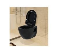 vidaXL WC suspendu Céramique Noir – Siège Soft-Close, Design Slim