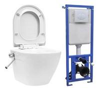 Toilette murale sans rebord et réservoir caché Céramique Blanc