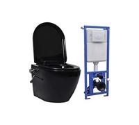 Toilette murale sans rebord et réservoir caché Céramique Noir