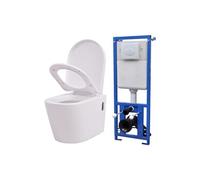 Toilette murale avec réservoir caché Céramique Blanc