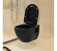 vidaXL WC suspendu Céramique Noir – Siège Soft-Close, Design Slim
