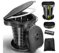 Toilette Portable Camping avec Couvercle, WC Portable avec Sac Poubelle, Toilettes Sèches, Hauteur 34cm, Max:400lb, pour le Camping, les Barbecues, les Voyages, la Pêche, la Plage et L'auto-propulsion