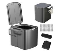 Toilette portable pliable camping | ABS, 35 x 31 x 37 cm, toilette de voyage pliable, charge 100 kg, avec 12 sacs poubelle et 12 solidificants, sac de rangement pour les urgences
