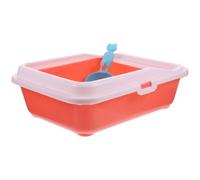 Toilette pour Chat Semi-fermée Anti-éclaboussures avec Pelle, Rose PE | Bac à Litière, Clôture Surélevée et Nettoyage Facile, pour Chat, Usage Domestique, Format Compact Couleur Aléatoire