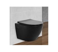 Toilette suspendu sans rebord noir mat avec siège WC Soft Close salle de bain