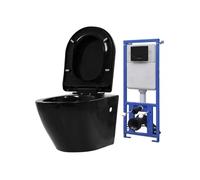 Toilette suspendue au mur avec réservoir caché Céramique Noir