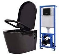 Toilette suspendue au mur avec réservoir caché Céramique Noir Noir brillant G