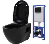 Toilette suspendue au mur avec réservoir caché Céramique Noir Noir G