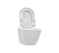 Toilette suspendue au mur sans rebord siège de toilette WC toilette cuvette salle de bain maison intérieur durable céramique blanc 02_0003587