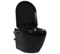 Toilette suspendue et sans bord avec réservoir noir céramique