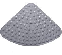 Toilette Ventouse en Forme De Ventilateur Tapis De Sol en PVC pour Douche Hôtel Tapis Triangulaire Tapis De Bain pour Drain Cuisine Salle De Bain, Grey, 70X70CM