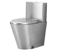 Toilettes commerciales - Double chasse d'eau haute efficacité - Design allongé avec siège à fermeture douce et hauteur confortable - Siphon - Construction en acier inoxydable