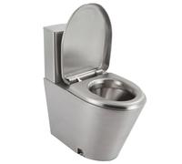 Toilettes commerciales, double chasse d'eau monobloc, siège à fermeture douce, économie d'eau, acier inoxydable 304, idéal pour les hôpitaux