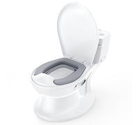 Toilettes d'apprentissage de la propreté 2 en 1, fauteuil autonome de 33 cm, pour tout-petits et bébés, bruit de rinçage réaliste, siège confortable doux, pot amovible lavable, fond antidérapant