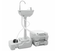 Toilettes de camping et kit de toilette portable - Gris/blanc pour camping, jardin et extérieur - Léger, stable et peu encombrant - Solution pratique pour les déplacements