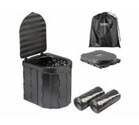 Semptec Urban Survival Technology Toilettes : toilettes de camping pliables avec couvercle, 24 sacs, jusqu'à 150 kg noirs (toilettes de camping, toilettes de voyage, camping-car)