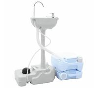 Toilettes de camping portables avec niveau de lavage à la main - Ensemble bleu et blanc pour camping, jardin et extérieur - Légères, durables et peu encombrantes - Idéales pour les camping-cars et les