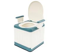 Toilettes de camping - Toilettes de camping portables avec accoudoirs - Charge maximale : 150 kg - Avec seau et couvercle - Pour personnes âgées, malades, extérieur et voyages (bleu lac, beige)