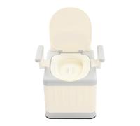 Toilettes de camping - Toilettes de camping portables avec accoudoirs - Charge maximale : 150 kg - Avec seau et couvercle - Pour personnes âgées, malades, extérieur et voyages (gris, beige)