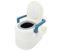 Toilettes de Chevet Accoudoirs Amovibles Rembourrage en PU Souple Antidérapant Double Couverture Pot de Chevet avec Seau Creux Solide pour Adultes Bleu