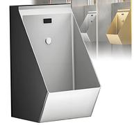 Toilettes familiales en Acier Inoxydable 304, urinoirs pour Hommes avec Valve de Chasse à capteur, pour Usage Domestique/Commercial, Installation Facile avec bonde dissimulée Silver