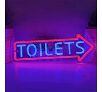 Toilettes, Flèche, Enseigne Au Néon LED, Indicateur De Salle De Bain, Décoration De Toilettes, Néons, Veilleuses Murales, Panneau Lumineux, Right, 40x15cm