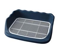 Toilettes for animaux de compagnie, outil nettoyage, conception garde-corps portable, plateau d'urinoir d'angle en plastique, lavabo for chat, chiot, cochons d'Inde, lapin Chinchilla(Dark Blue)