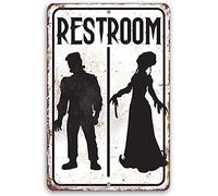 Toilettes Frankenstein - Décorations de salle de bain rustiques vintage avec panneau et toilettes, accessoires pour la maison, thème Halloween, utilisation intérieure ou extérieure, métal durable, 20