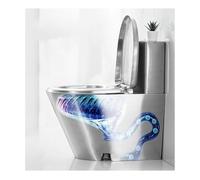 Toilettes haute efficacité avec économie d'eau en acier inoxydable 304 pour salle de bain - Double chasse d'eau - Avec siège à fermeture douce et couvercle en acier inoxydable confortable - Drainage