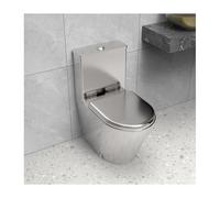 Toilettes haute efficacité avec économie d'eau en acier inoxydable 304 pour salle de bain, double chasse d'eau avec siège à fermeture douce et siège confortable (doré, drainage du sol)