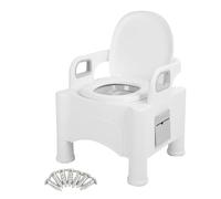 Toilettes mobiles de chevet, chaise percée portable à hauteur réglable, chaise percée en matériau PP pour femmes enceintes, personnes âgées, personnes âgées (Blanc)
