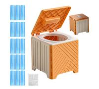 Toilettes portables, chaise de toilette pliable, chaise percée de voyage, coussin en PVC souple, léger avec réservoir à déchets peu encombrant pour le camping, la randonnée, les voyages en voiture, 23