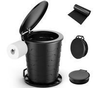 Toilettes Portables pour Adultes, Porta Potty Rétractable pour Camping avec Porte-papier Hygiénique et Couvercle, Toilettes Pliables à Hauteur Réglable pour Randonnée, Pêche, Voyages, Voiture.