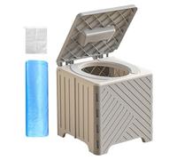 Toilettes Portables - Type Pliable 23 X 23 X 22 Cm, Toilettes Faciles À Utiliser Avec Coussin Souple En PVC, Fournitures De Secours En Cas De Catastrophe | Réservoir À Déchets Mobile De 600 G Pour