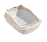 Toilettes pour Chat, Bac À Litière en Plastique, Bac À Litière À Parois Hautes pour Chats D'intérieur, Chatons Ou Foyers Multi-Chats(White,48cm)