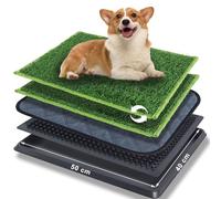 Toilettes pour Chiens avec Plateau, 40×50cm Tapis D'entraînement pour L'entraînement des Chiots pour L'intérieur et L'extérieur, Toilettes pour Chiots avec 2 Tapis D'herbe pour Chiens est Réutilisable