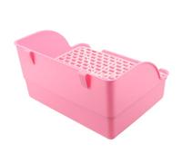Toilettes pour Lapin D'angle, Grosse Capacité, Grille, Plastique Rose | Parois Hautes Anti-éclaboussures, Fond Antidérapant, Tiroir Amovible, pour Enclos et Parc