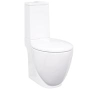 Toilettes rondes en céramique pour salle de bain avec sortie verticale - Céramique blanche pour salles de bains modernes - Durable et facile d'entretien