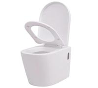 Toilettes suspendues avec réservoir de chasse encastré, bol en céramique et siège en plastique, peu encombrant, moderne, pour salle de bain et WC, montage facile et durable