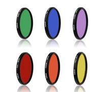 Toileum Lot de 6 filtres ronds colorés de 62 mm pour objectif rouge, orange, jaune, vert, bleu, violet, 6 filtres + 1 chiffon de nettoyage pour objectif + 3 outils de nettoyage + 1 sac de rangement