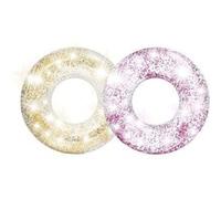 Toilinux - 2 Bouées gonflables Glitter - Diam. 119 cm - Rose et doré - Glitter G