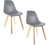 - 2 Chaises design scandinave à coque Holga - Gris - Holga
