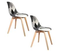 The Home Deco Factory - 2 Chaises design scandinave Patchwork - Gris - Patchwork Gris