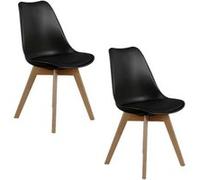 Toilinux - 2 Chaises design scandinaves rembourrées Cocooning - Noir - Cocooning Noir G